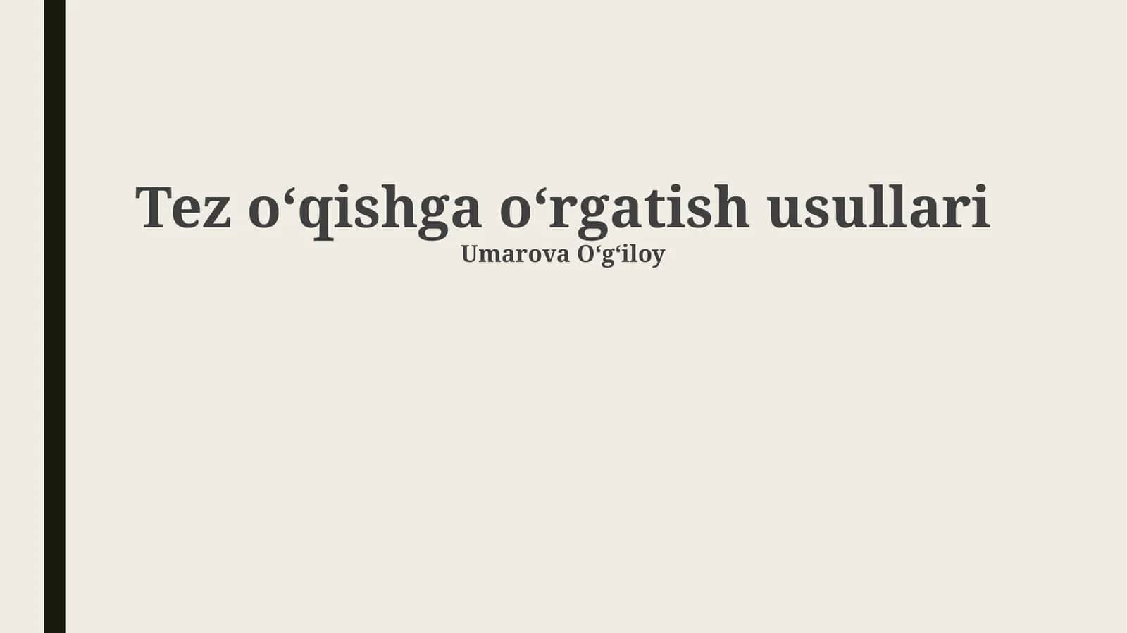 Tez oʻqishga oʻrgatish usullari 1