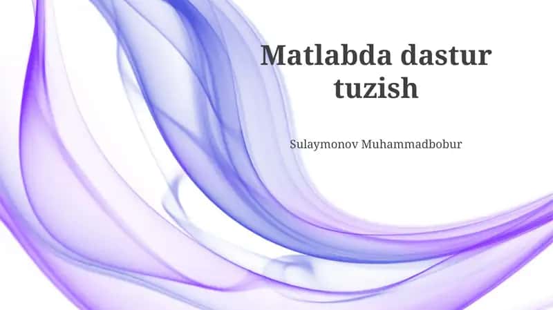 MATLAB Dasturlash Asoslari 1