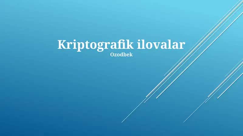Kriptografik ilovalar 1