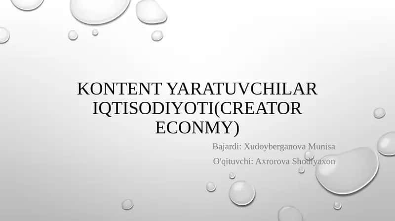 Kontent yaratuvchilar iqtisodiyoti(CREATOR ECONMY) 1