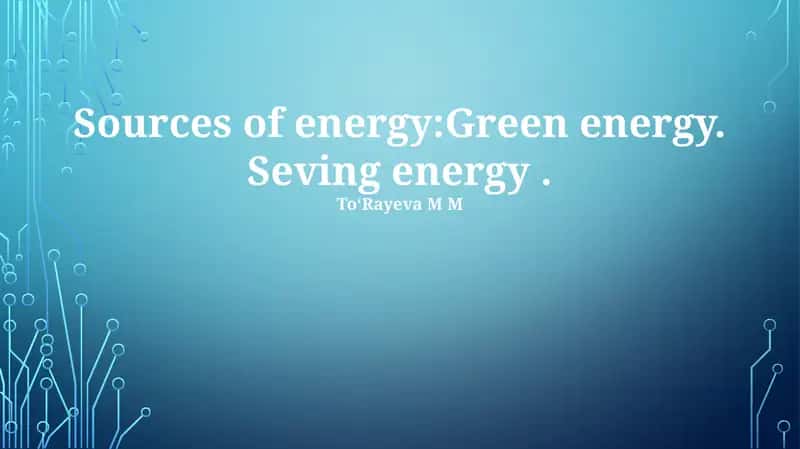 Seving energy 1