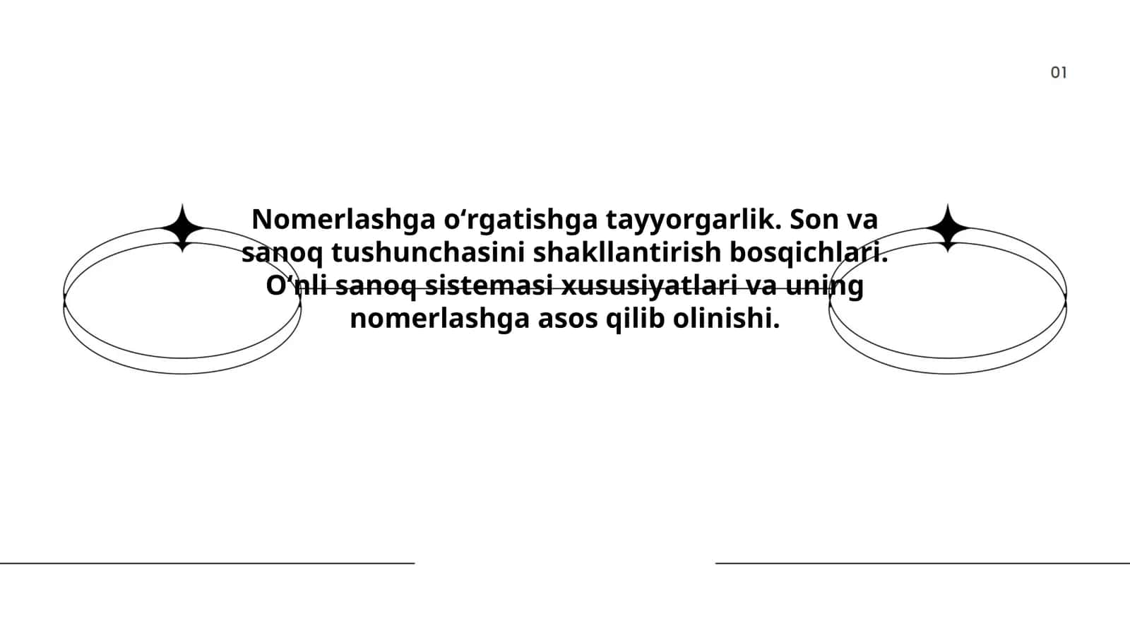 Nomerlashga oʻrgatishga tayyorgarlik 1