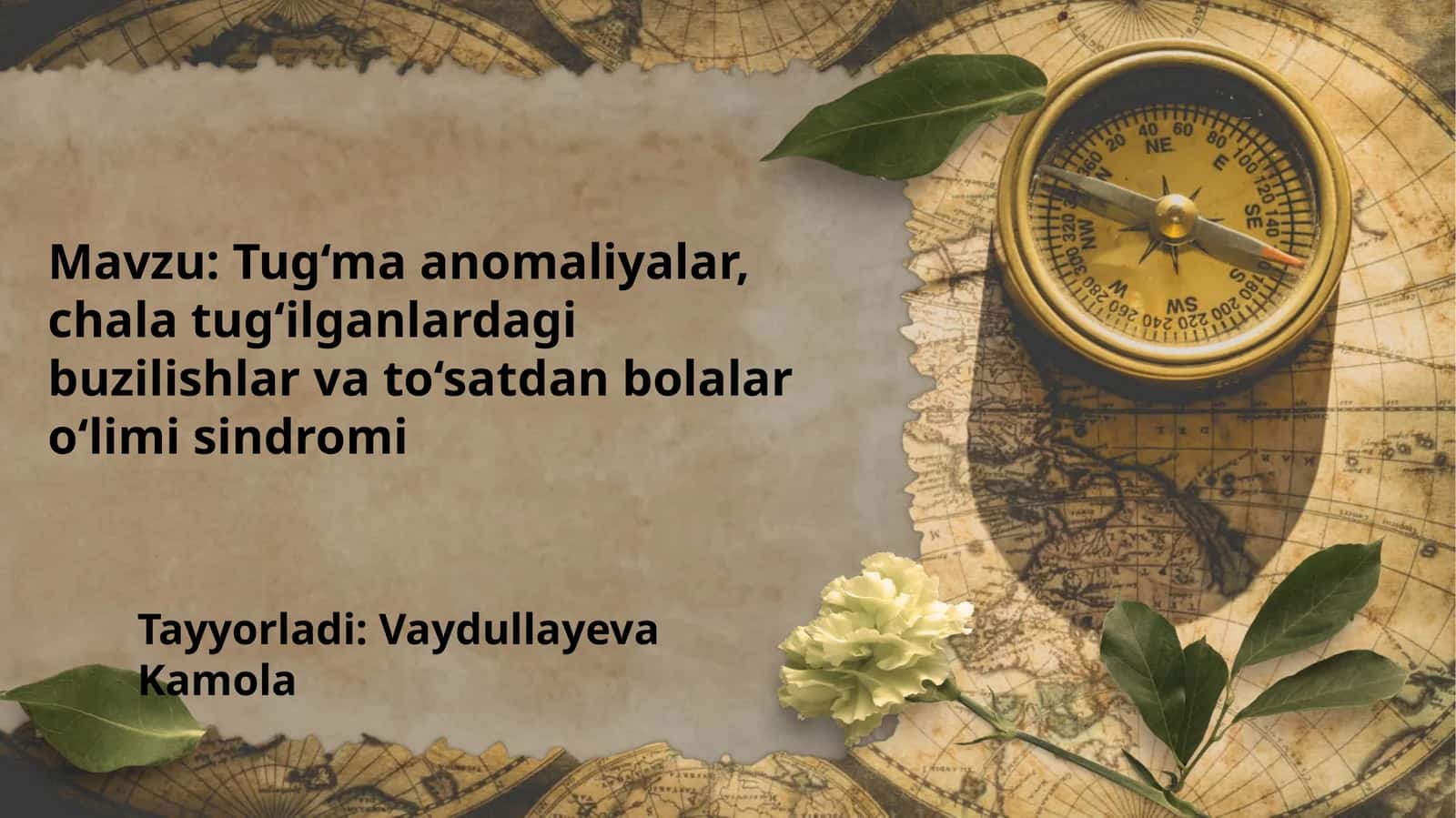 Tug‘ma anomaliyalar, chala tug‘ilganlardagi buzilishlar va to‘satdan bolalar o‘limi sindromi 1