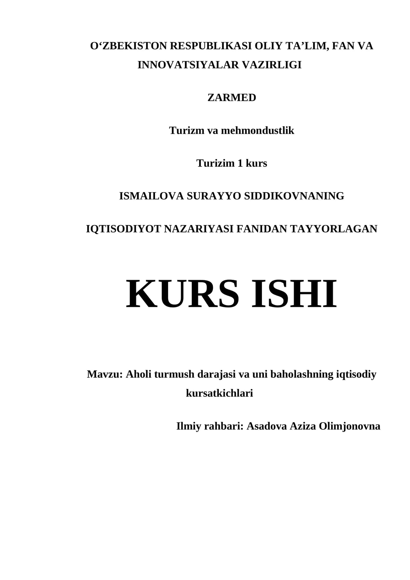 Aholi turmush darajasi va uni baholashning iqtisodiy kursatkichlari 1