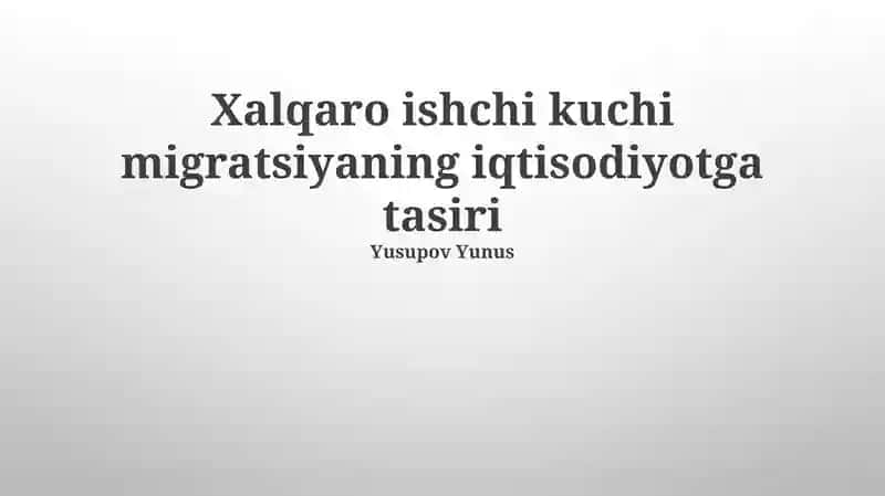 Migratsiya siyosati va iqtisodiy natijalar
