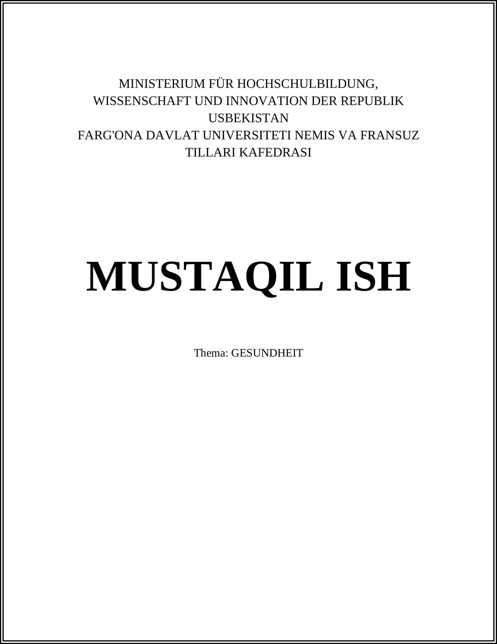 Ministerium für Hochschulbildung, Wissenschaft und Innovation der Republik Usbekistan 1