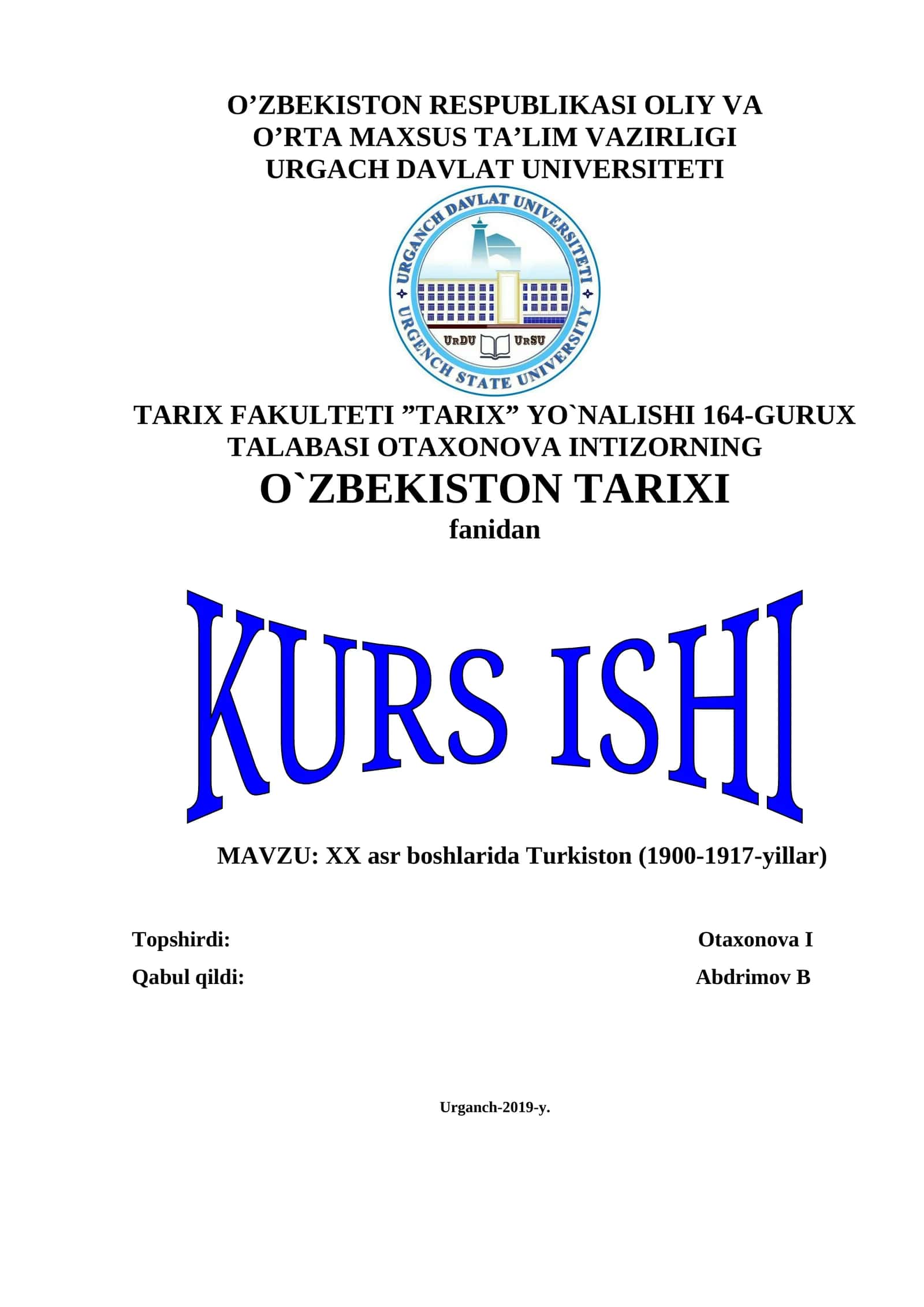 XX asr boshlarida Turkiston (1900-1917-yillar) 1