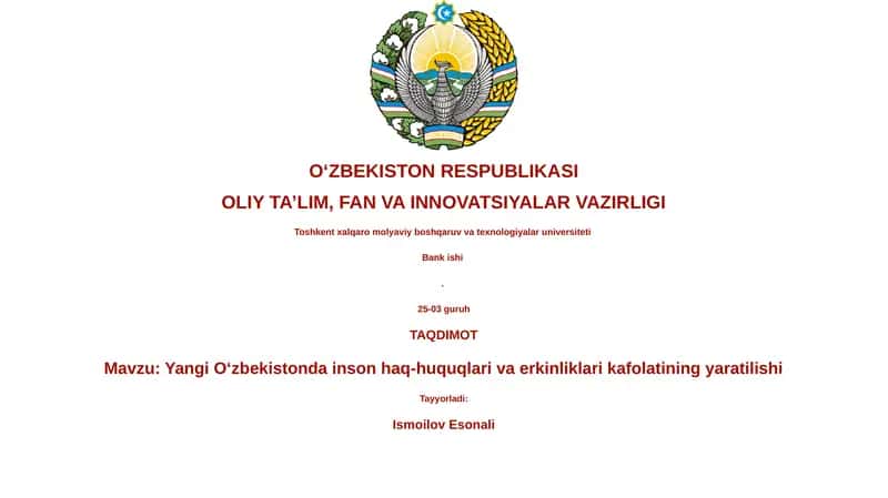 Yangi O‘zbekistonda inson haq-huquqlari va erkinliklari kafolatining yaratilishi 1