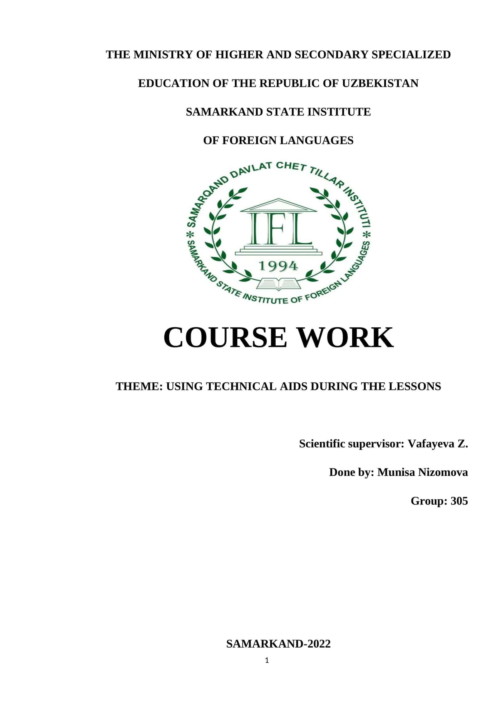 Amaliy ishlar: Using technical aids during the lessons 1
