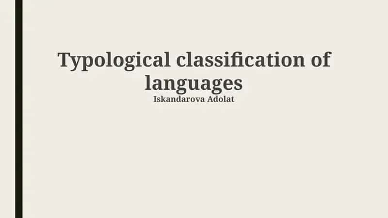 Typological classification of languages 1