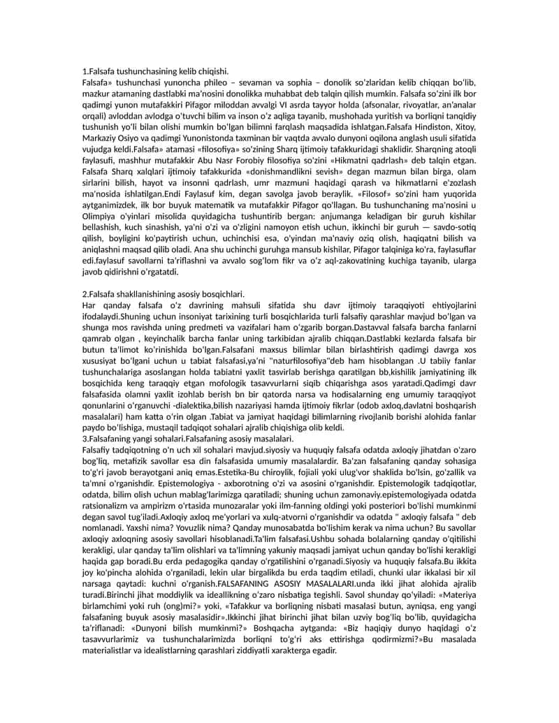 Falsafa tushunchasining kelib chiqishi 1