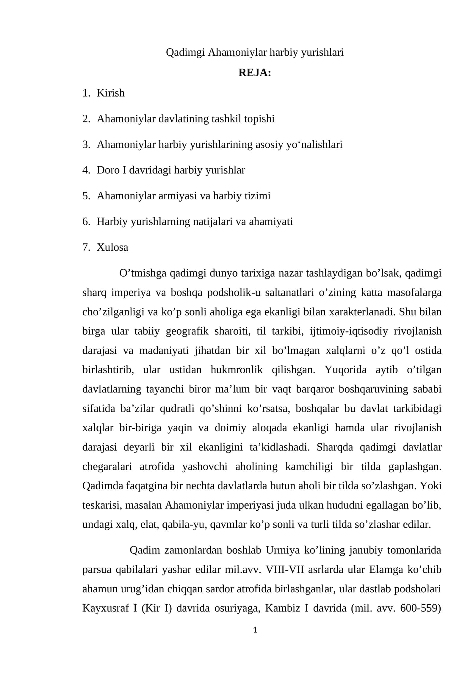Qadimgi Ahamoniylar harbiy yurishlari 1