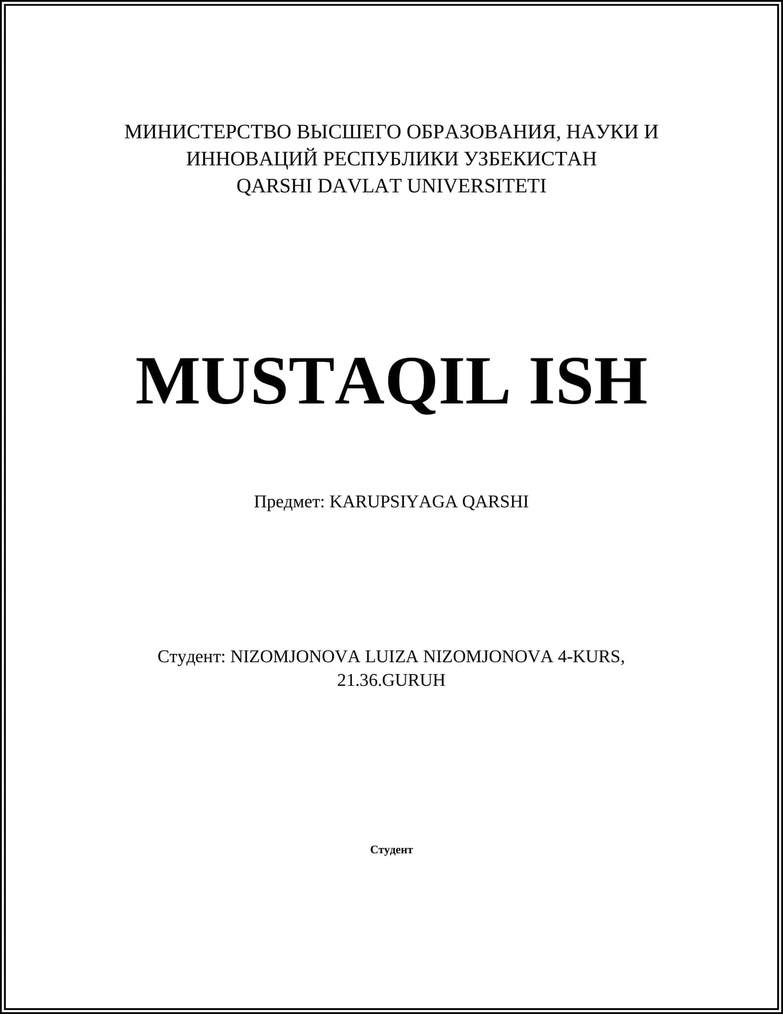 KARUPSIYAGA QARSHI 1