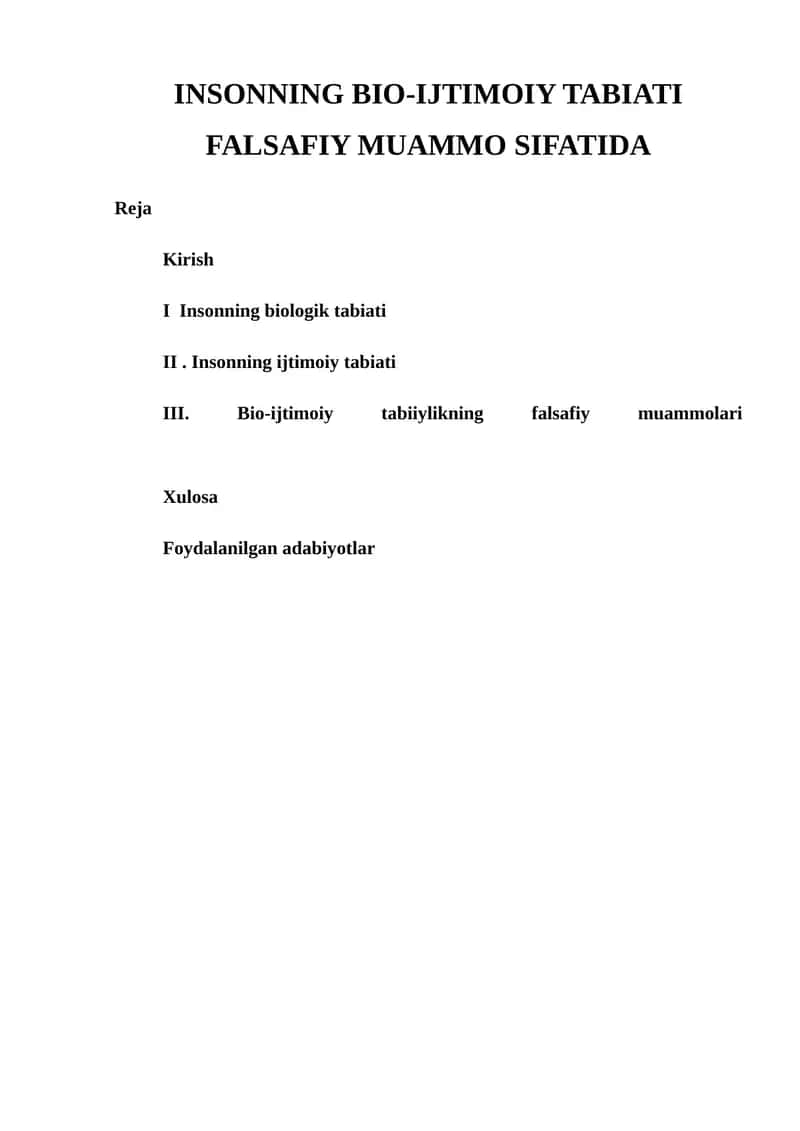 INSONNING BIO-IJTIMOIY TABIATI FALSAFIY MUAMMO SIFATIDA 1