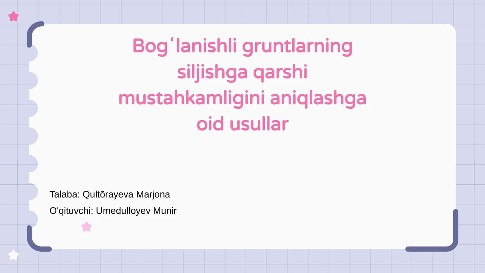Bogʻlanishli gruntlarning siljishga qarshi mustahkamligini aniqlashga oid usullar 1