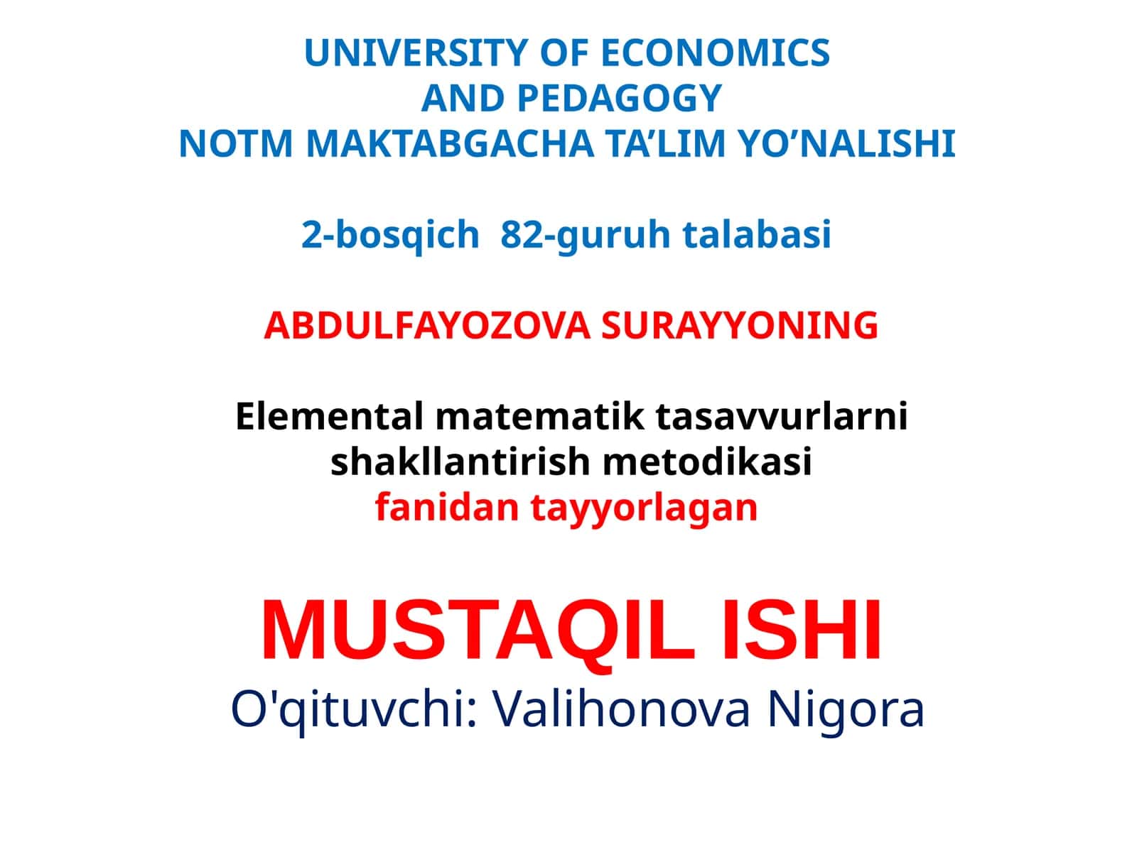 MAKTABGACHA YOSHDAGI BOLALARNING MATEMATIK RIVOJLANISHINING METODOLOGIK, PSIHOFIZIOLOGIK VA PSIXOLOGIK - PEDAGOGIK ASOSLARI 1
