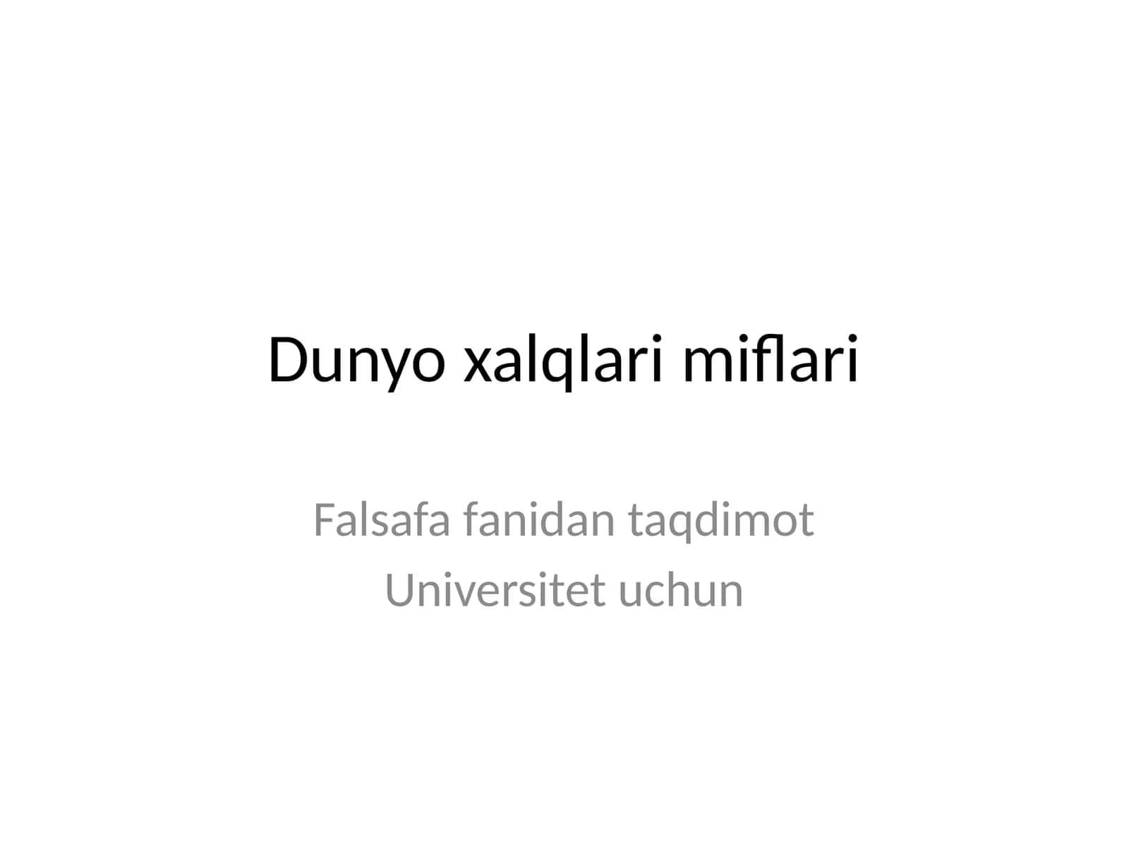 Dunyo xalqlari miflari 1