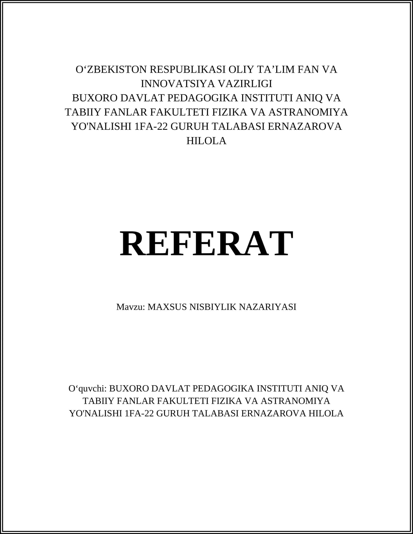 MAXSUS NISBIYLIK NAZARIYASI 1