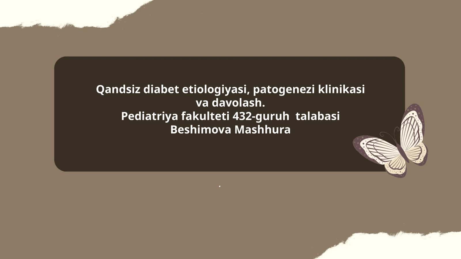 Qandsiz diabet etiologiyasi, patogenezi klinikasi va davolash 1