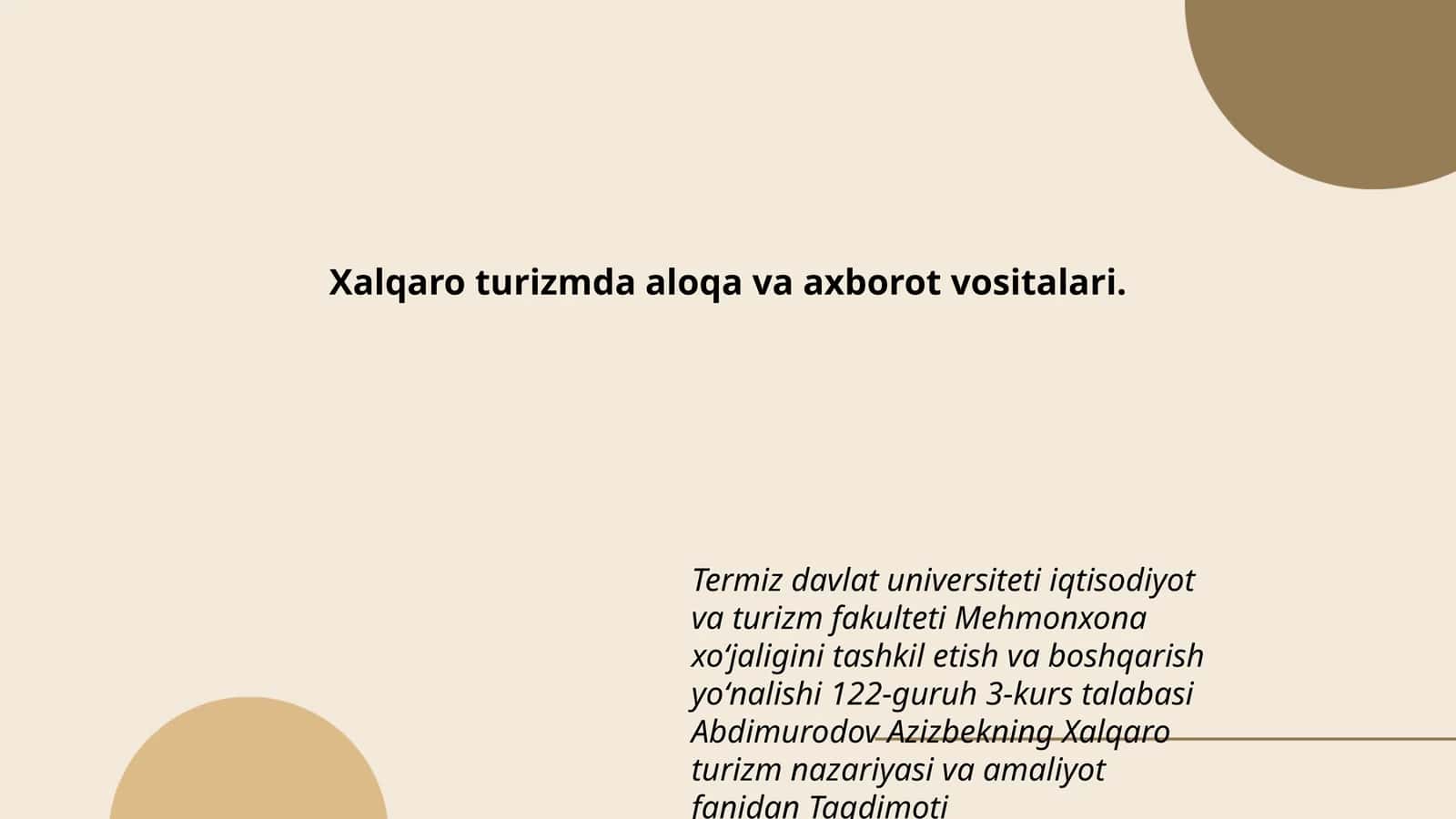 Xalqaro turizmda aloqa va axborot vositalari 1