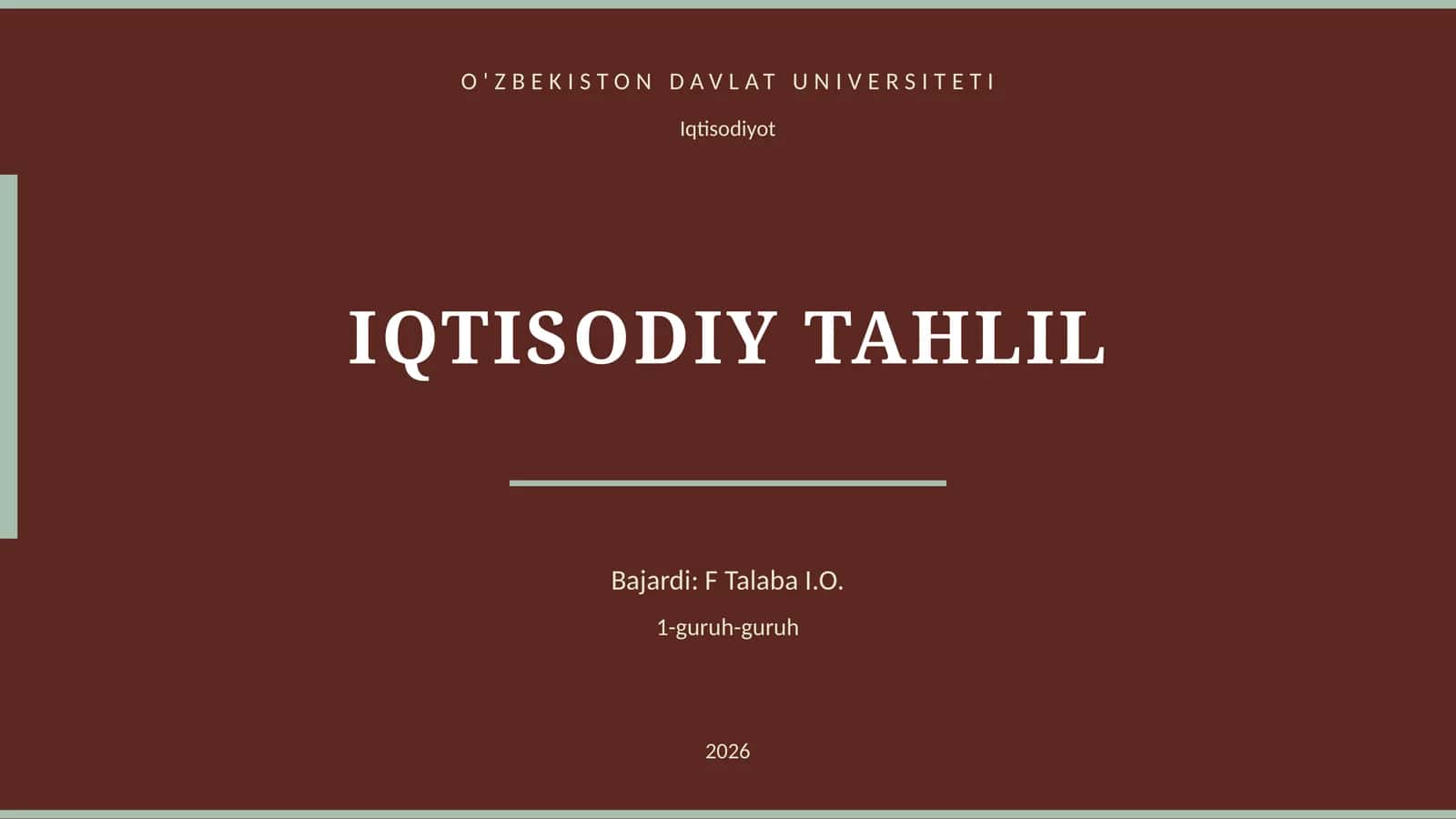 IQTISODIY TAHLIL 1