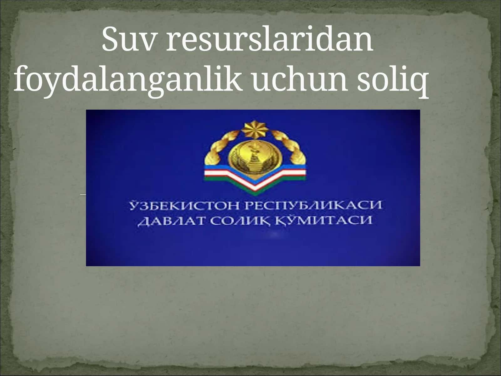 Suv resurslaridan foydalanganlik uchun soliq 1