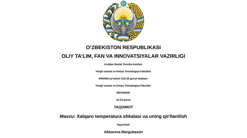 Xalqaro temperatura shkalasi va uning qo‘llanilish 1