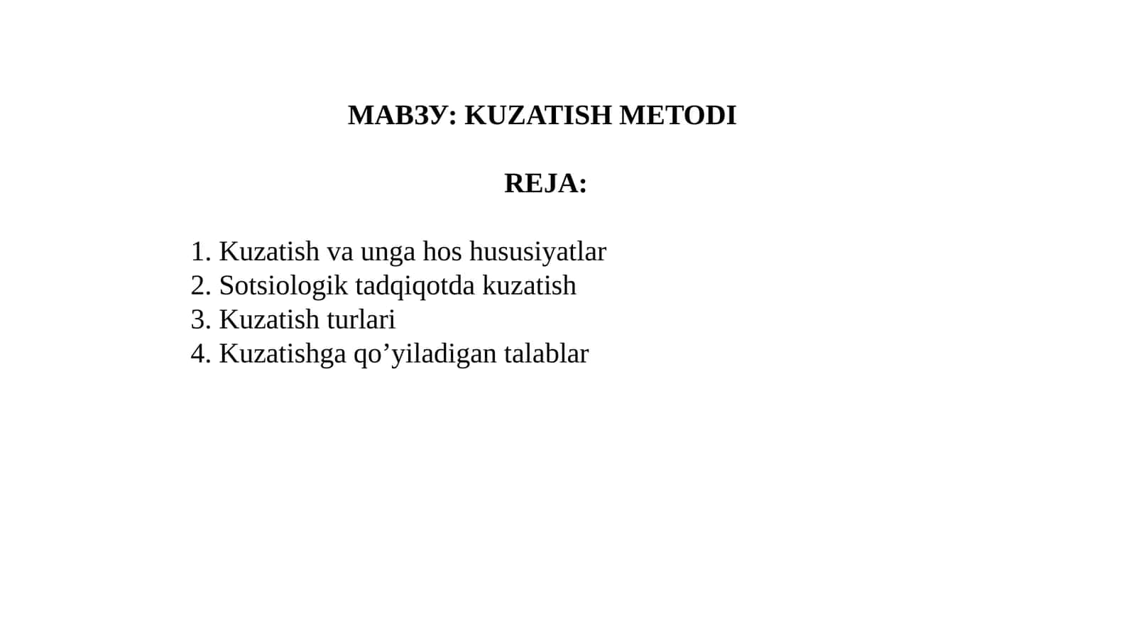 KUZATISH METODI 1