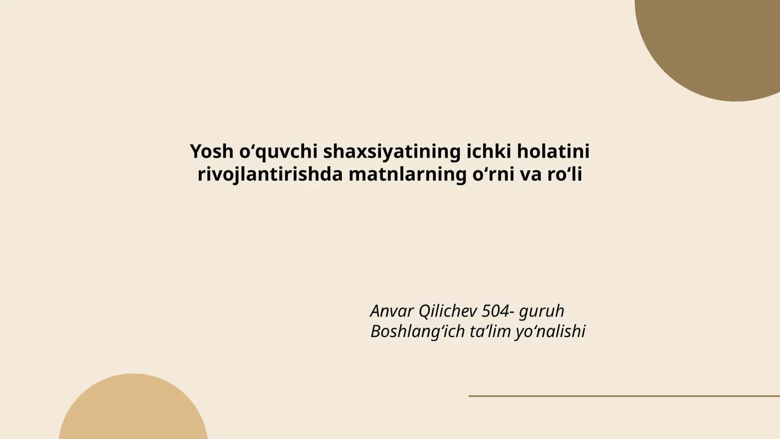 Yosh oʻquvchi shaxsiyatining ichki holatini rivojlantirishda matnlarning oʻrni 1