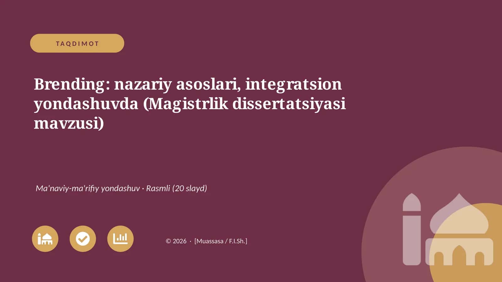 Brending: nazariy asoslari, integratsion yondashuvda (Magistrlik dissertatsiyasi mavzusi) 1