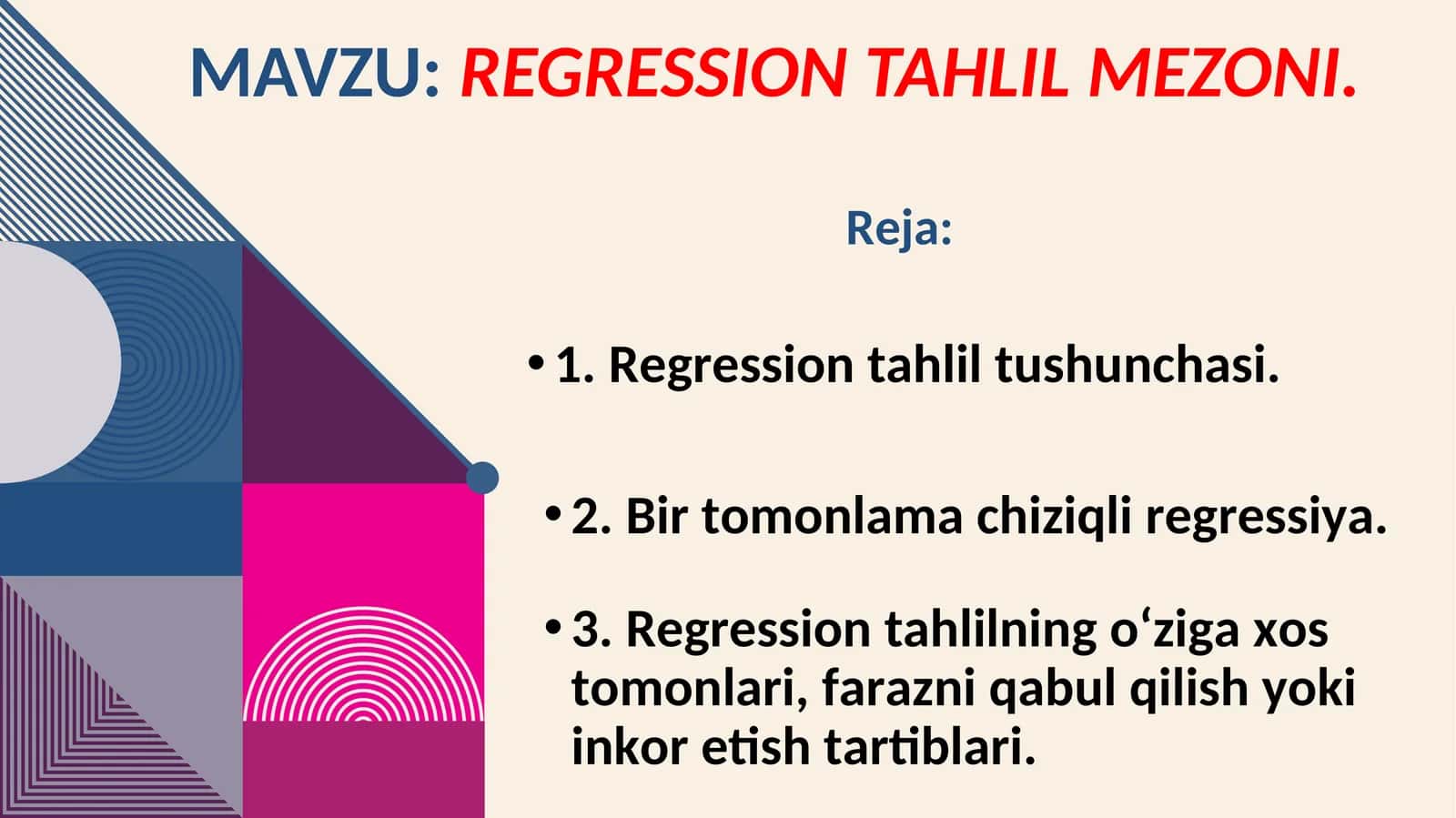 Regression tahlil mezoni 1