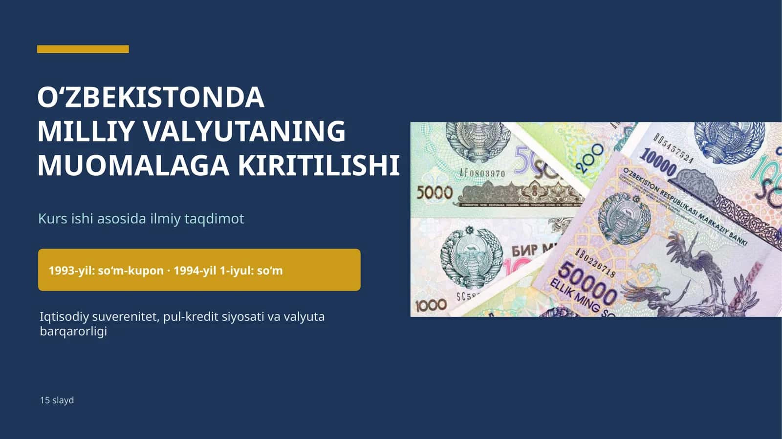 O‘ZBEKISTONDA MILLIY VALYUTANING MUOMALAGA KIRITILISHI 1