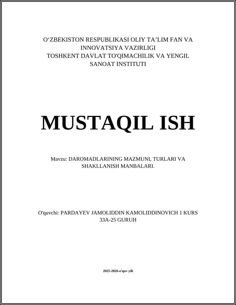 DAROMADLARINING MAZMUNI, TURLARI VA SHAKLLANISH MANBALARI 1
