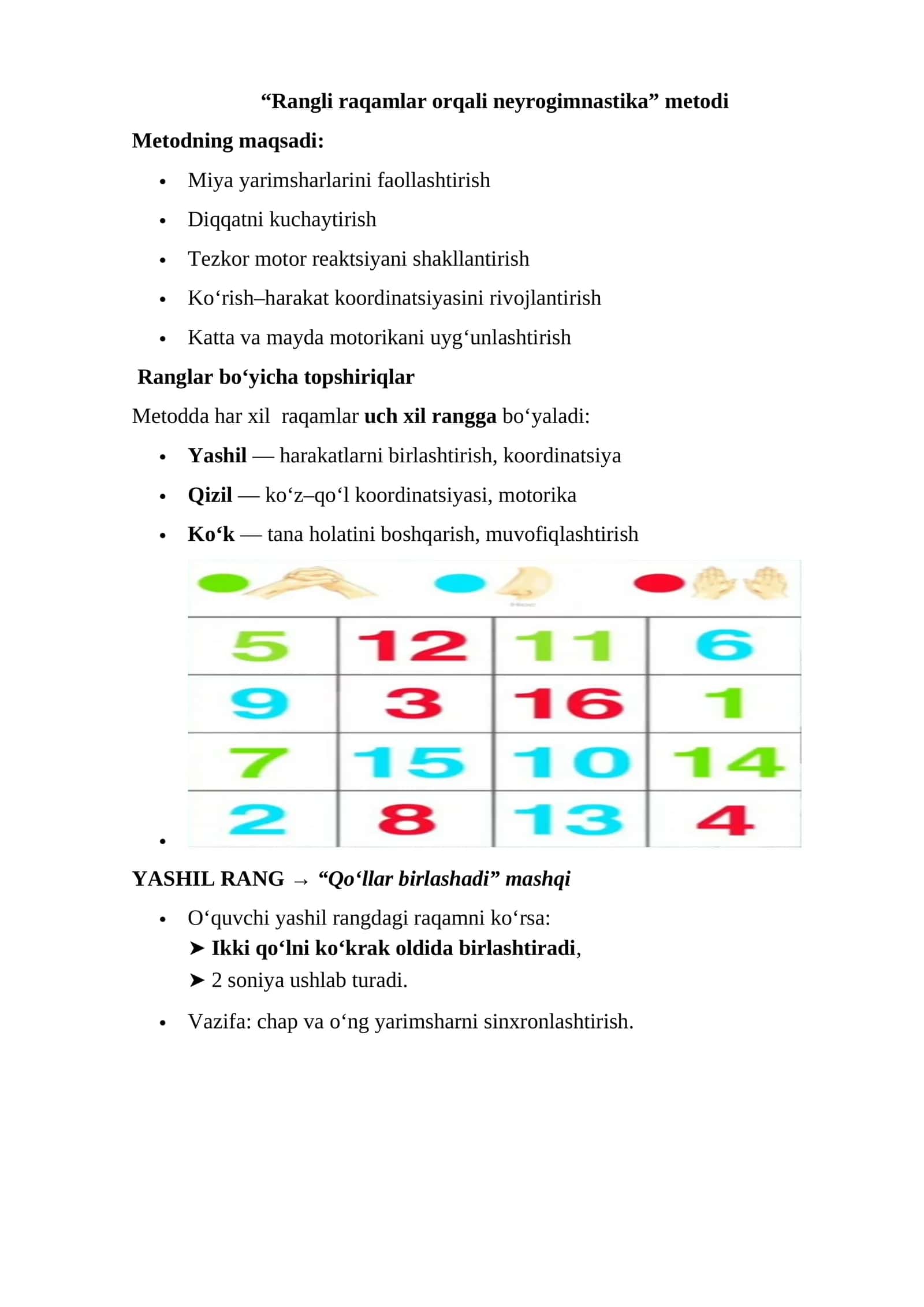 Rangli raqamlar orqali neyrogimnastika metodi 1
