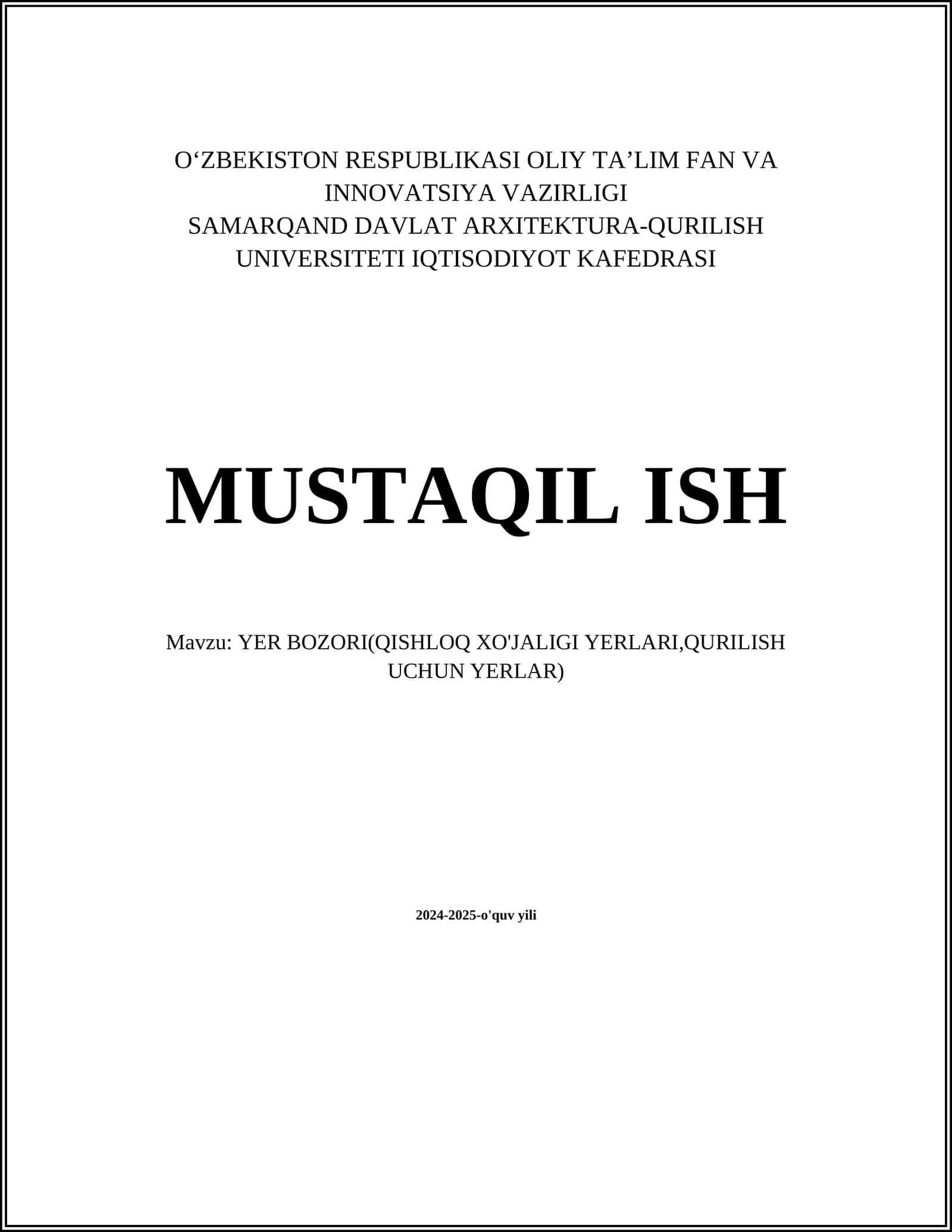 Yer bozorining huquqiy asoslari 1