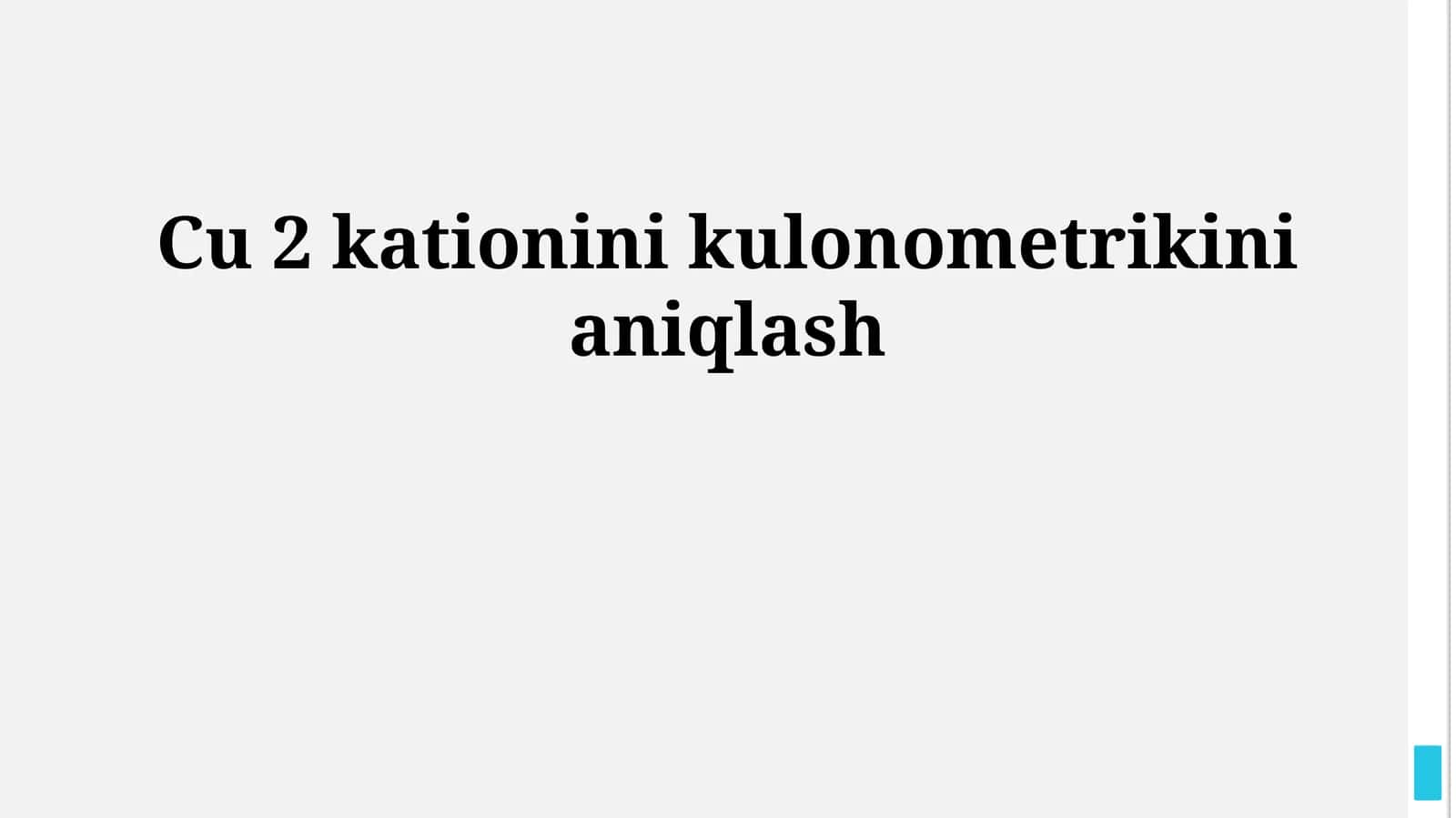 Cu 2 kationini kulonometrikini aniqlash 1