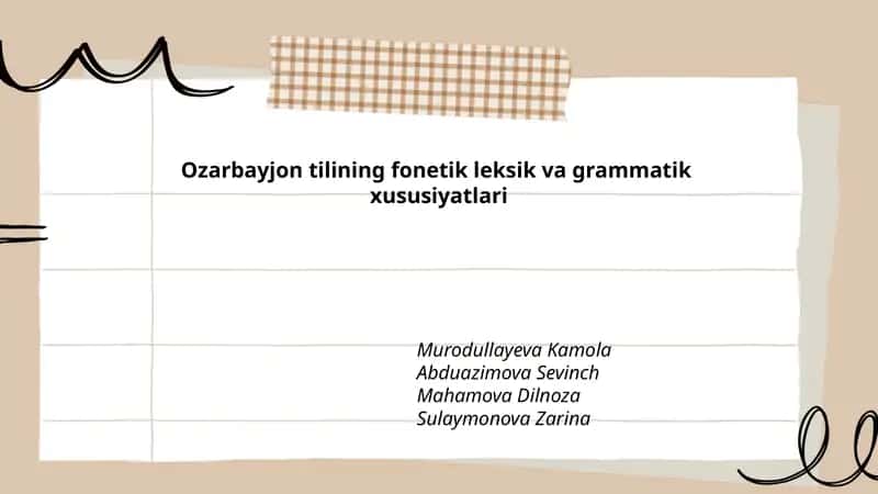 Ozarbayjon tilining fonetik leksik va grammatik xususiyatlari 1
