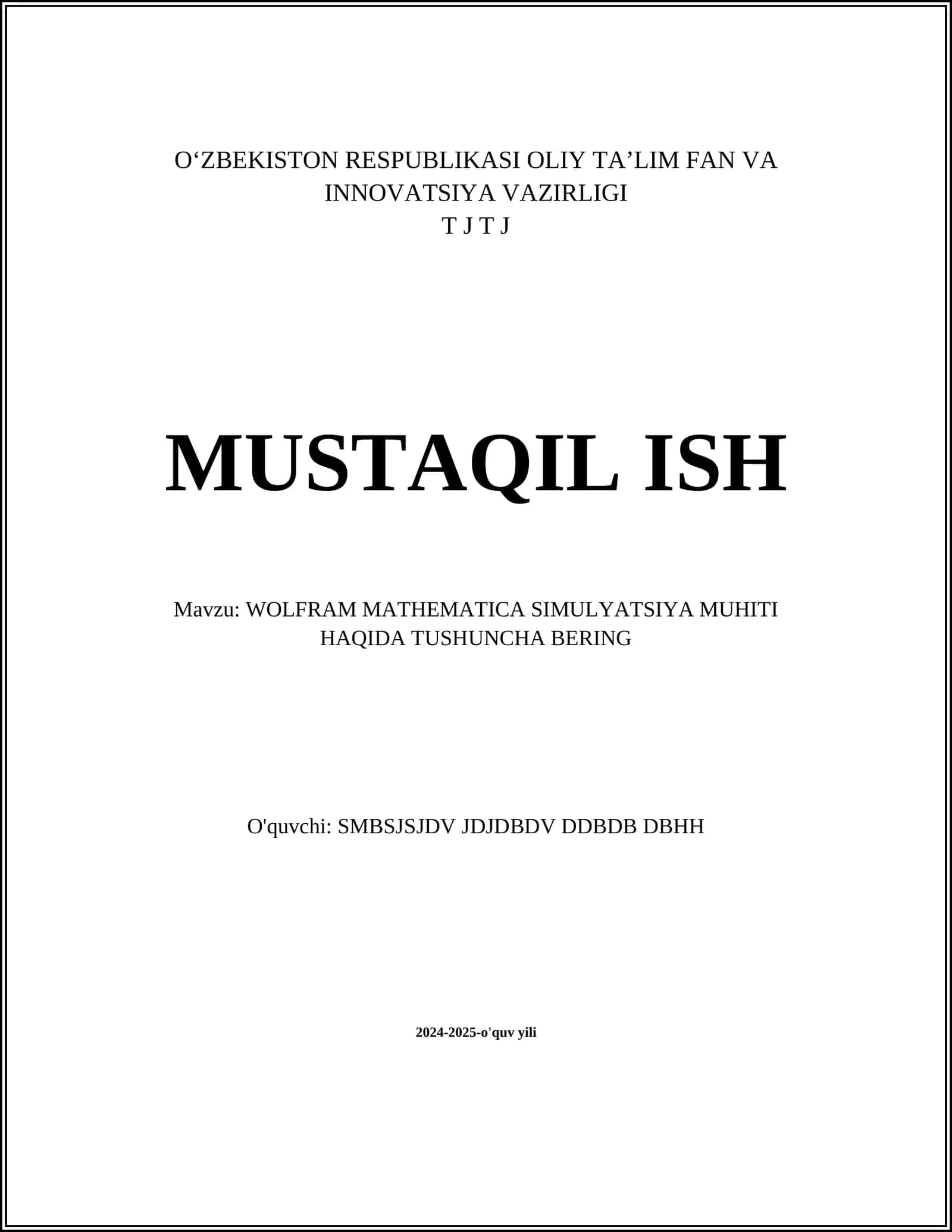 Matematika simulyatsiya muhitining asoslari 1
