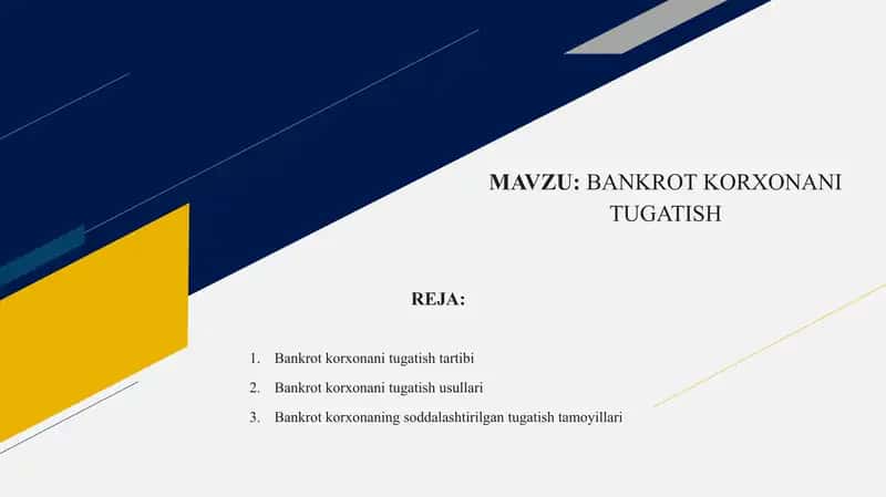 BANKROT KORXONANI TUGATISH 1