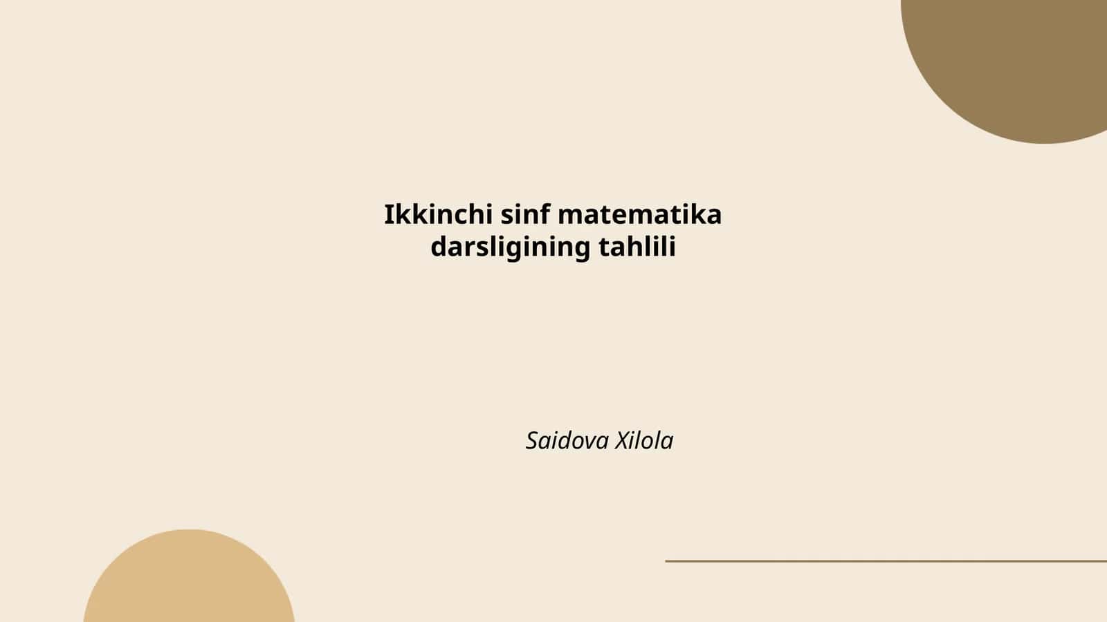 Ikkinchi sinf matematikadarsligining tahlili 1