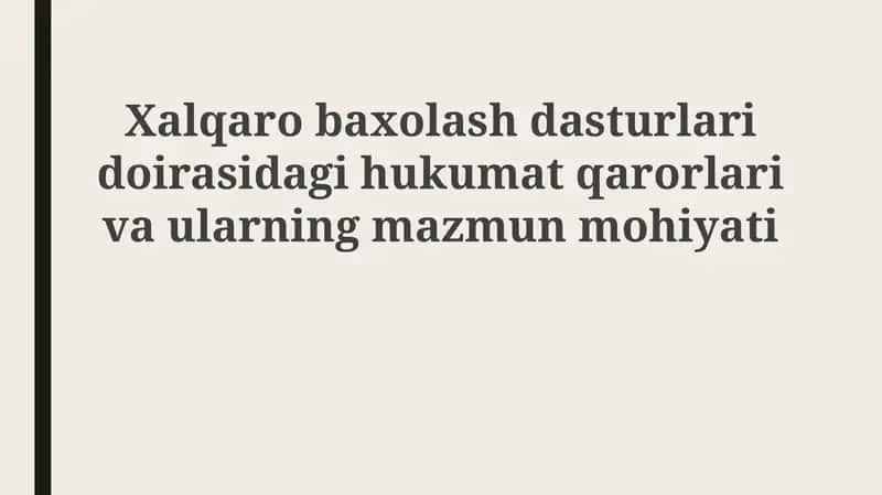 Xalqaro baholash dasturlari 1