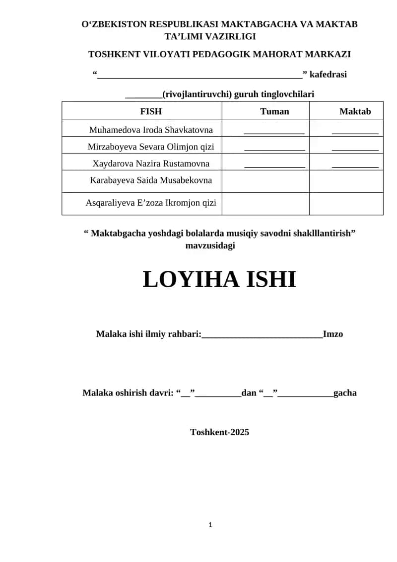 Bolalarning musiqiy qobiliyatlari, didi, estetika va ijodkorlikni rivojlantirish metodikasi .docx 1