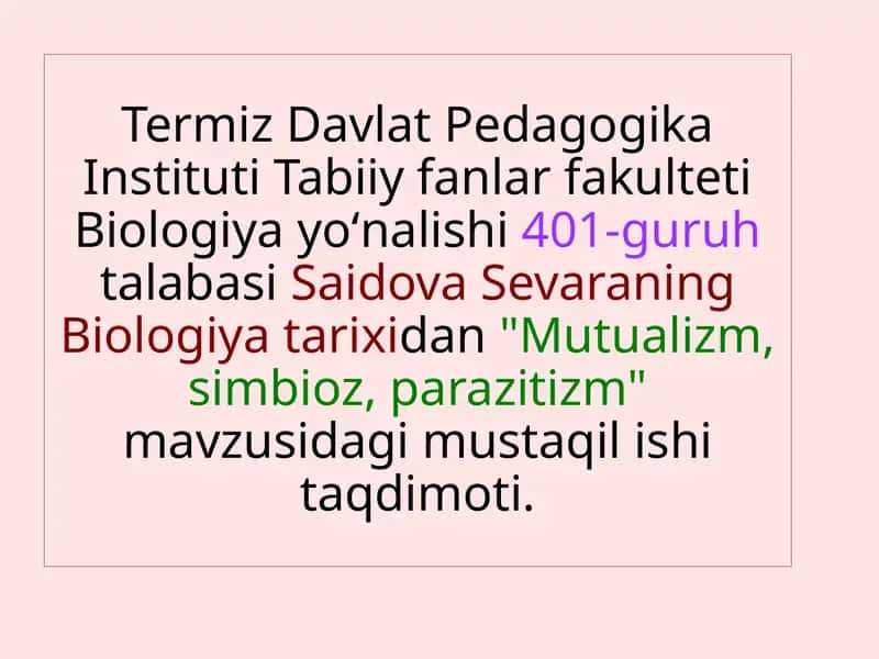 Mutualizm, simbioz, parazitizm 1