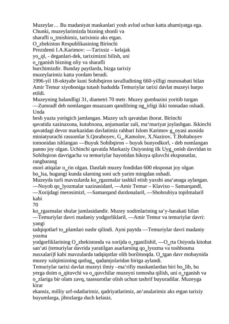 Temuriylar tarixi davlat muzeyi 1