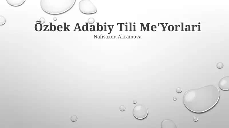 Oʻzbek Adabiy Tili Me'Yorlari 1