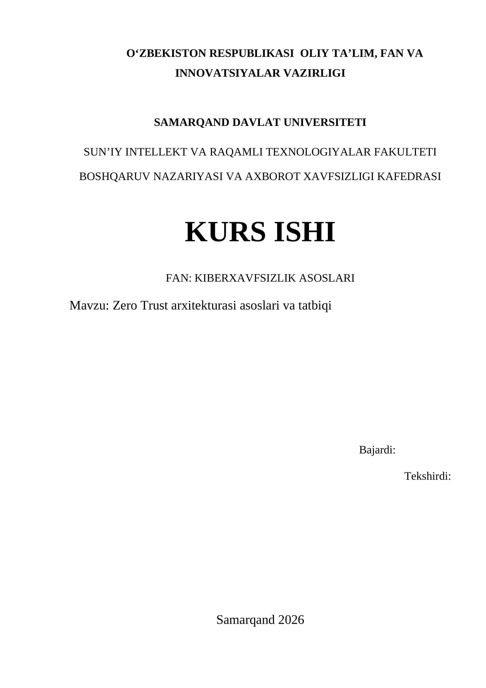 Zero Trust arxitekturasi asoslari va tatbiqi 1