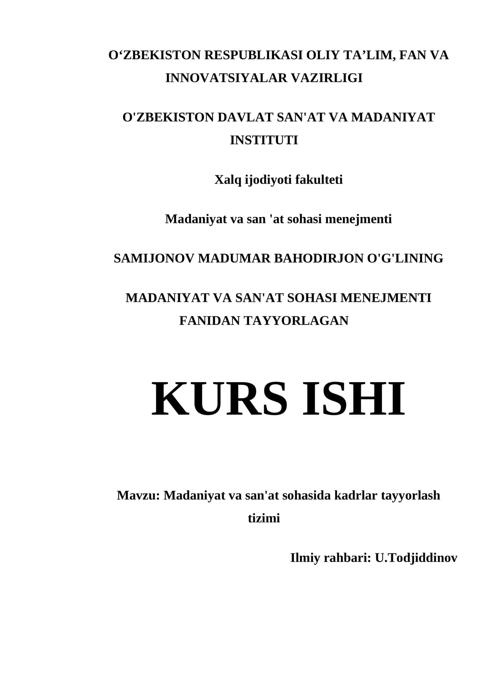 MADANIYAT VA SAN'AT SOHASIDA KADRLAR TAYYORLASH TIZIMI 1