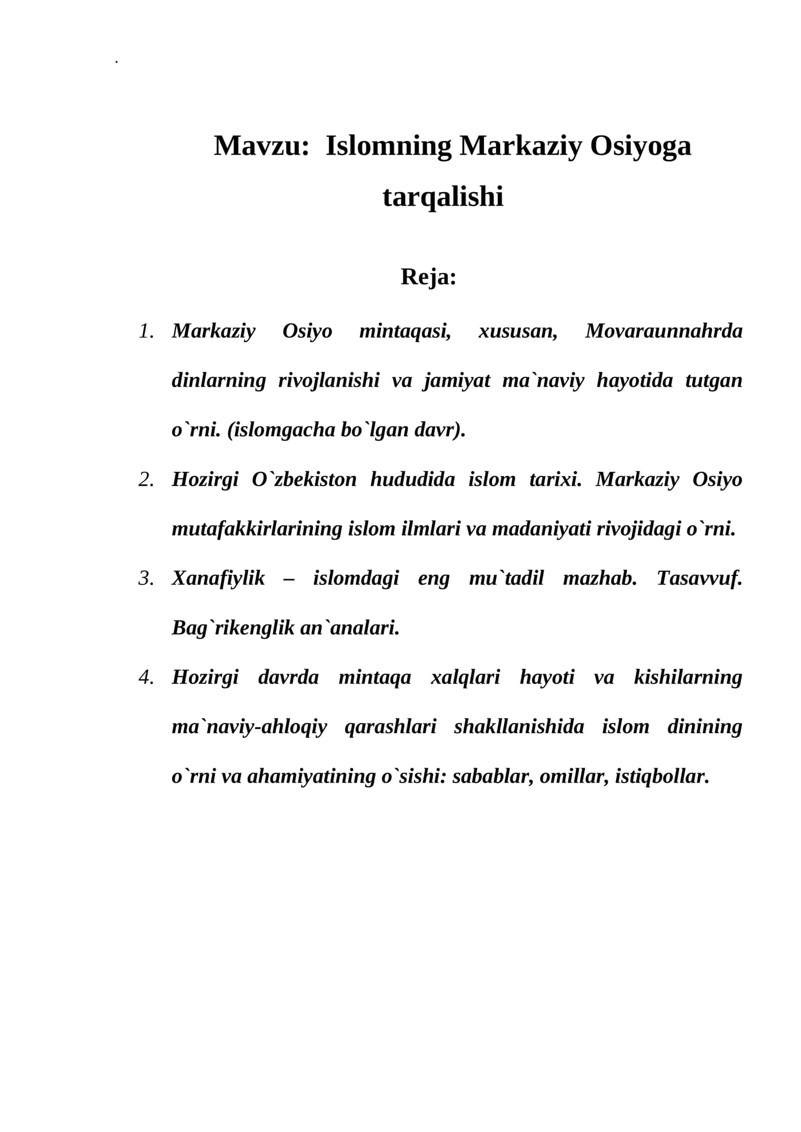Islomning Markaziy Osiyoga tarqalishi 1