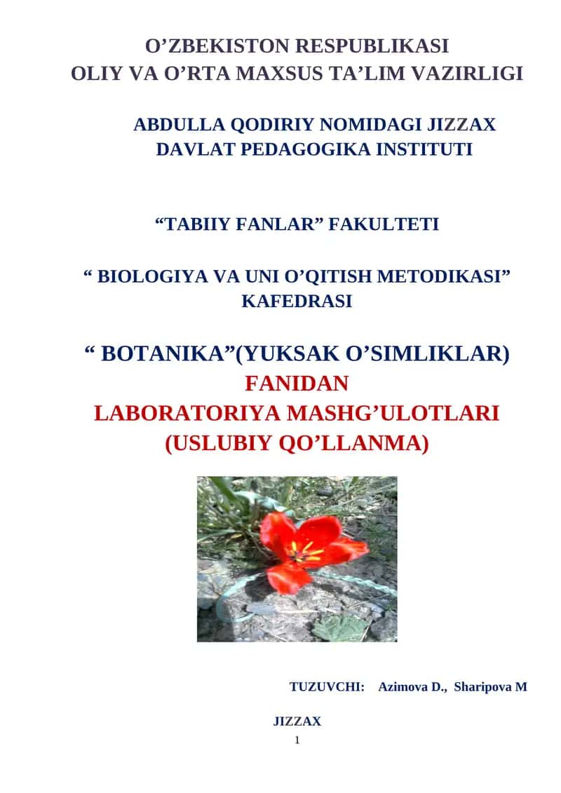 Botanika (Yuksak o’simliklar) o'quv-uslubiy qo'llanma 1