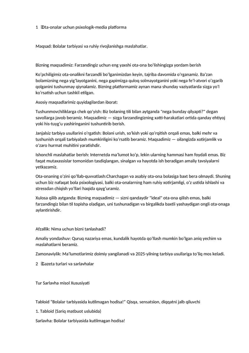 Ota-onalar uchun psixologik-media platforma 1